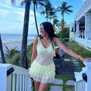 AKIRA Yellow Lace Chemise Intimates Sleepwear